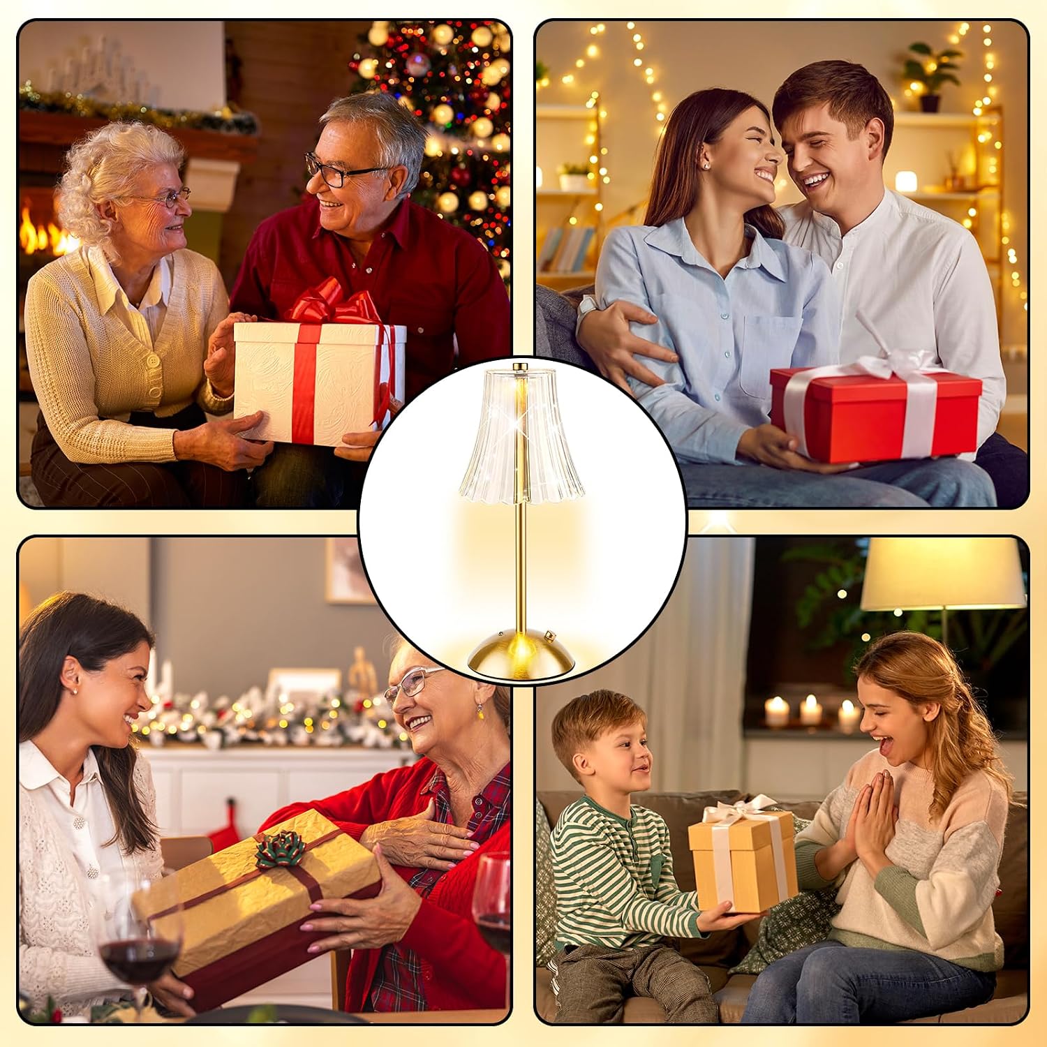 8 Pcs Cordless Table Lamp Gold Cordless Battery Operated Touch Table Lamps Rechargeable 3 Color Dimmable LED Portable Flower Lamp for Bedroom Living Room Kitchen Dining Outdoor