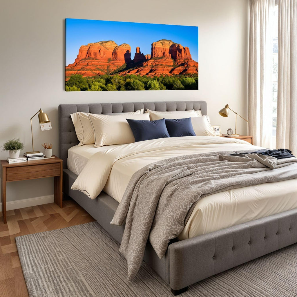 Canvas Wall Art Prints Cathedral Rock Sedona Arizona sunset Large Framed Artwork Wall Paintings Pictures Posters 30'x60' Home Decor for Living Room Office Bedroom