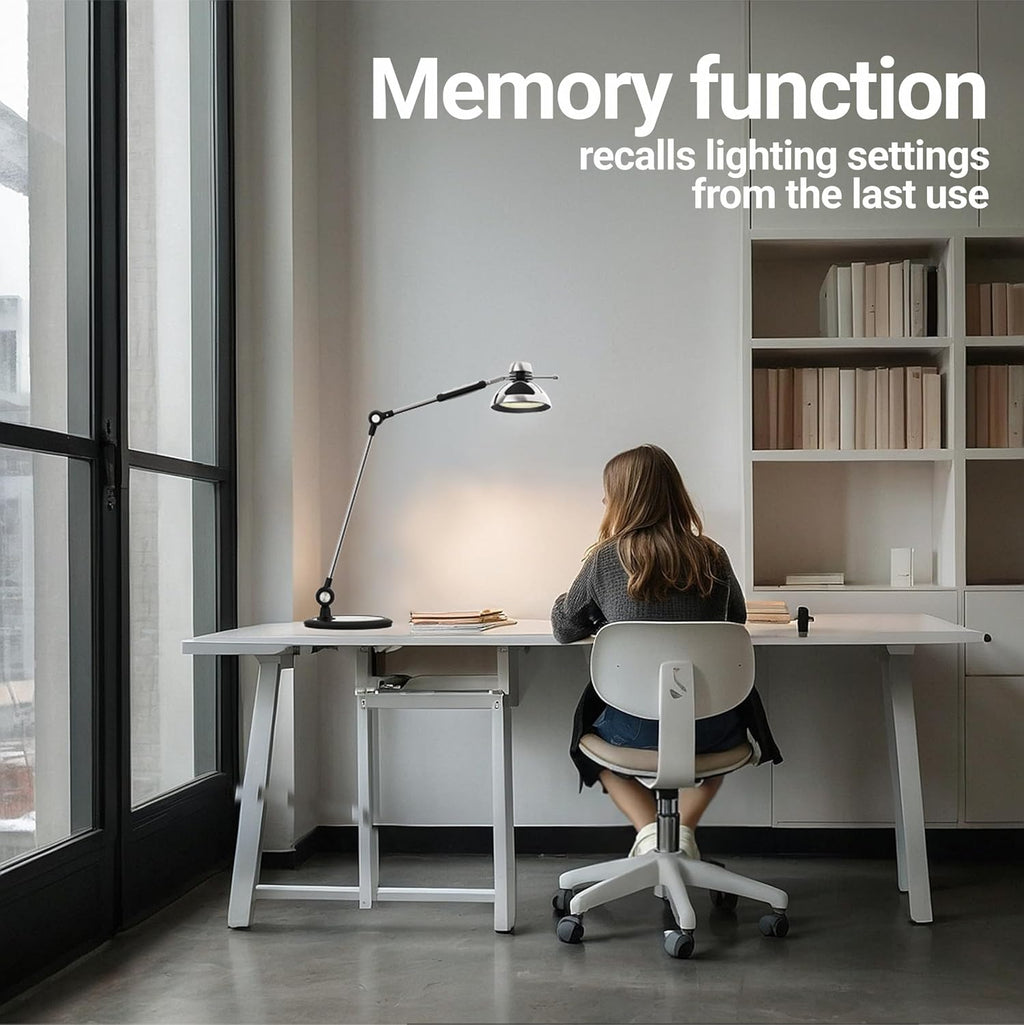 OTUS LED Desk Lamp for Home Office, Gesture On Off and Touch Control, Tall Architect Swing Arm Desk Light, 1500 Lux Eye Care Dimmable, 12 Levels, 3 Color Temps, Weighted Metal Base