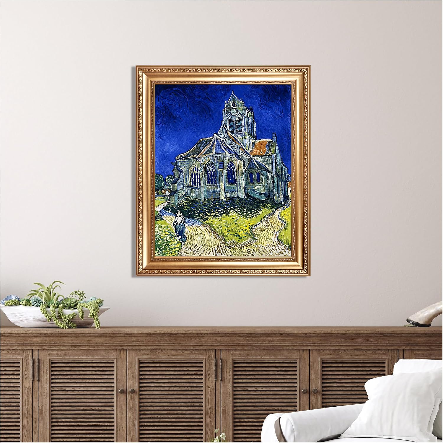 Café Terrace at Night by Vincent Van Gogh Framed Size:30x36 inches,Image Size:24x30 inches,Golden Frame The World Classic Art Reproductions,Wall Art for Home Decor