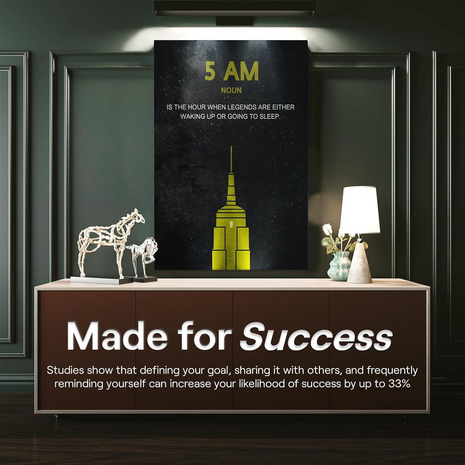 SuccessHunters Entrepreneur Motivational Wall Canvas Print Office Decor Modern Art 5 AM Legend Motivation Pop Culture Empire State Inspirational Hustle Art (36' x 24')
