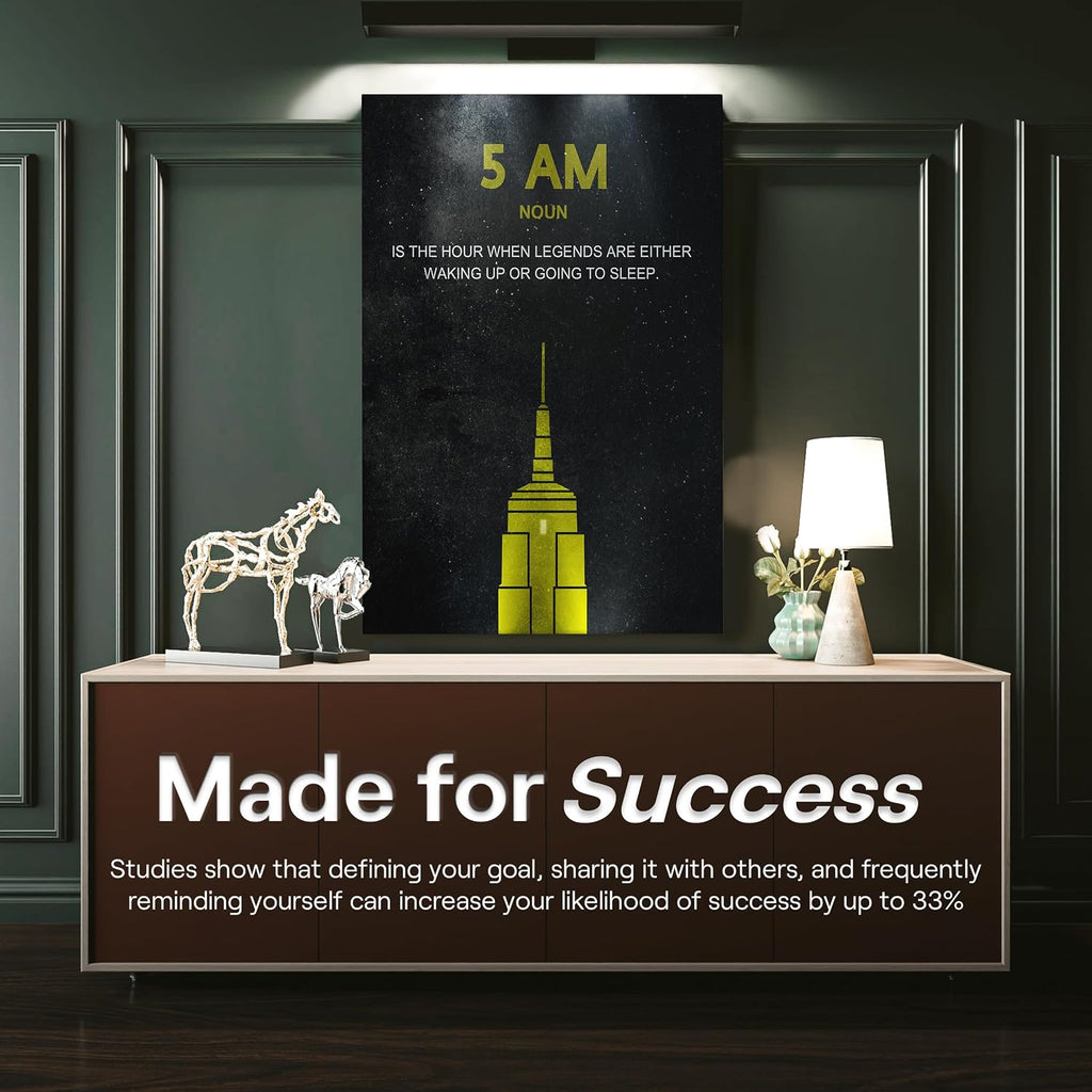 SuccessHunters Entrepreneur Motivational Wall Canvas Print Office Decor Modern Art 5 AM Legend Motivation Pop Culture Empire State Inspirational Hustle Art (40' x 30')
