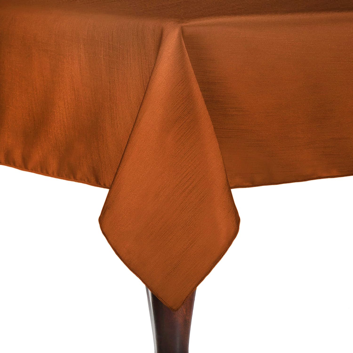 Ultimate Textile Reversible Shantung Satin Square Tablecloth 72in - Faux Dupioni & Satin Sides, Machine Washable, Stain Resistant Table Cloth - Burnt Orange, 10 Pack