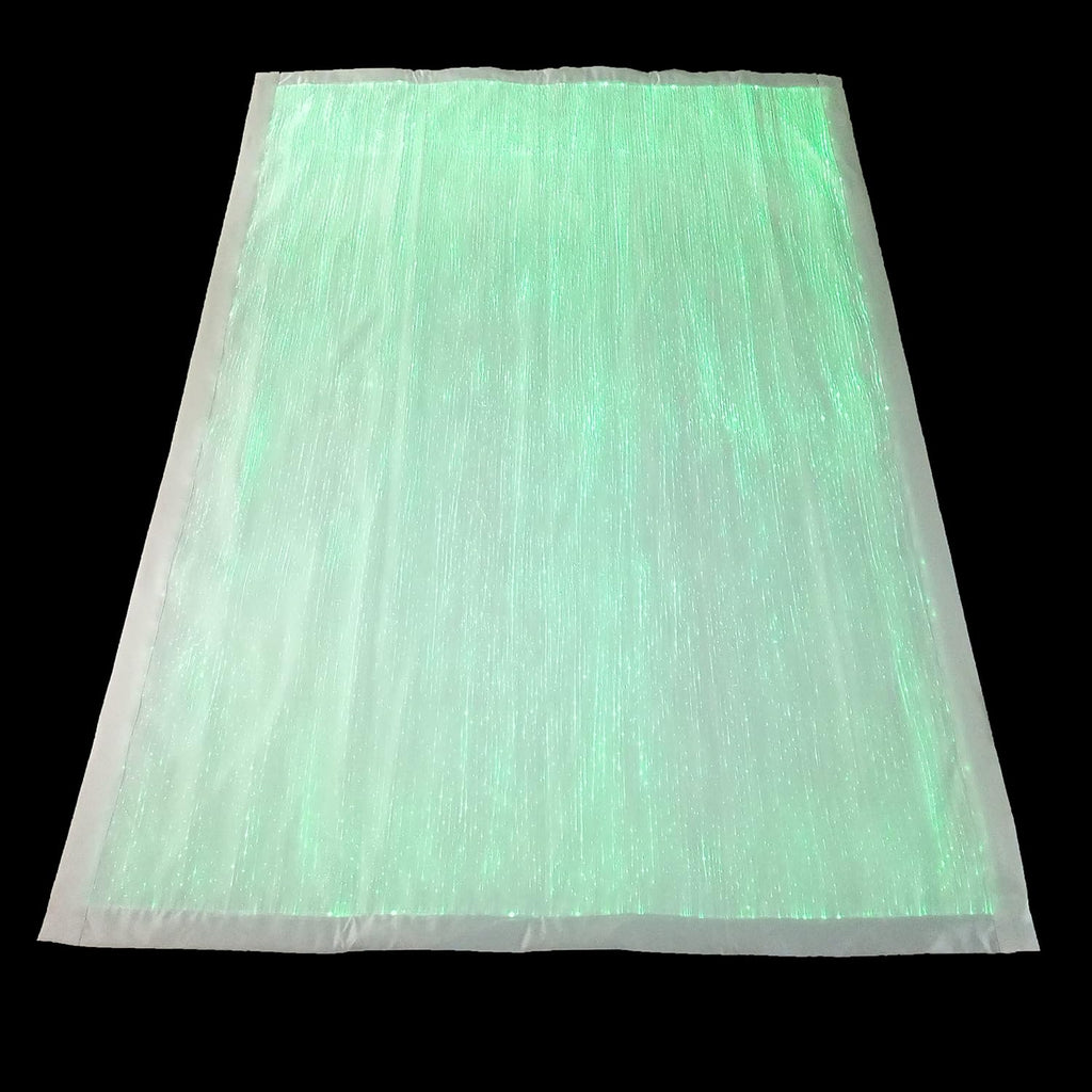 LED Table Cloth Cover - Fiber Optic Fabric Light Up Bar Disco Dinning Rectangle Tablecloth Birthday Party Wedding (White Fabric, L100*W150CM (L3.3*W4.9FT))