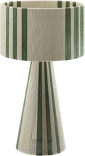 Modway Gia Vintage Modern Cotton Thread Table Lamp in Basil Green - Unique Retro Boho Accent Lamp with Metal Base and Repeating Stripes Design
