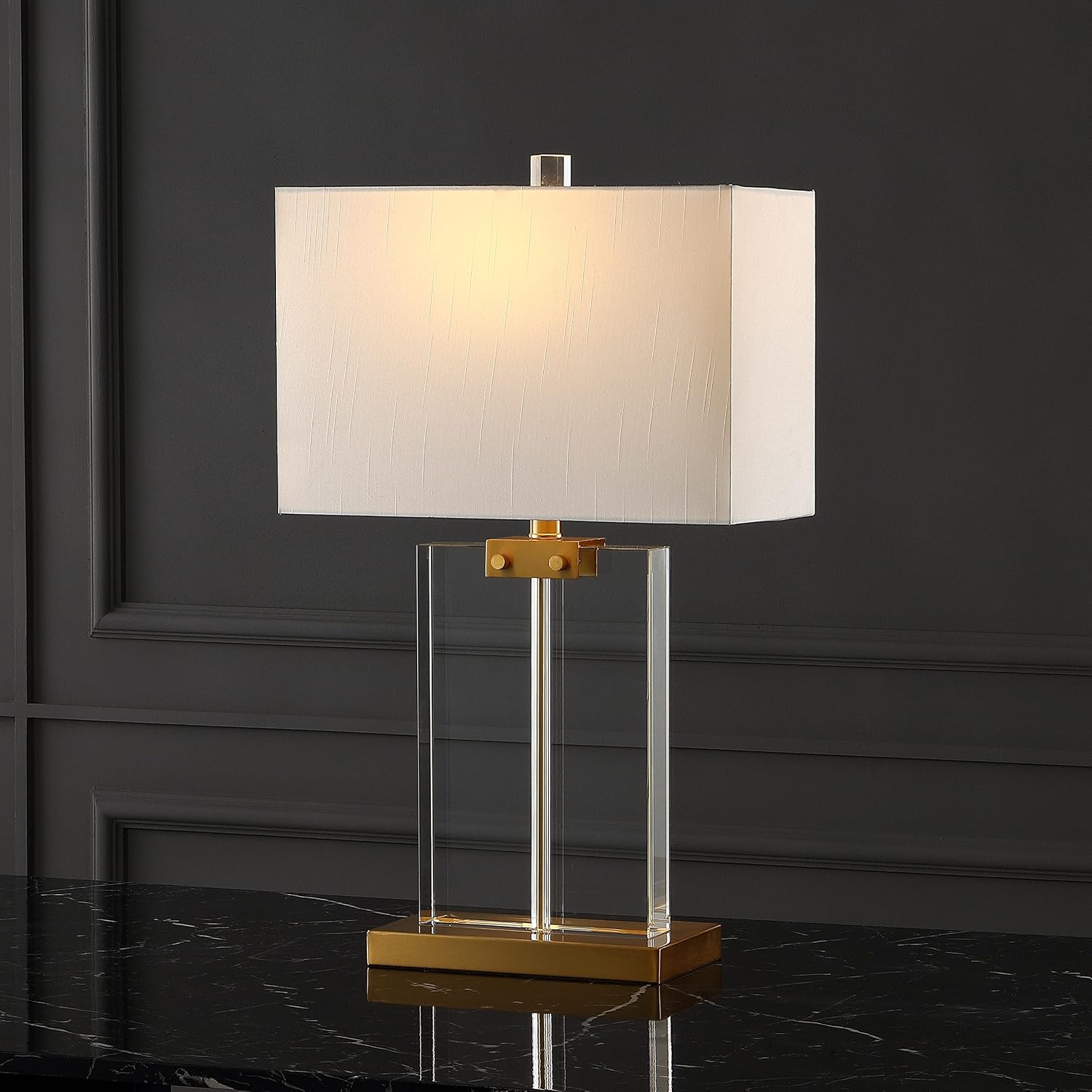 SAFAVIEH Couture Lighting Collection Maddock Crystal 26-inch Bedroom Living Room Home Office Desk Nightstand Table Lamp (LED Bulb Included)