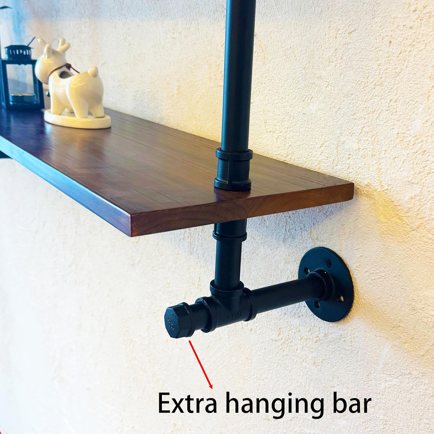 ROGMARS Industrial Pipe Wall Shelves Pipe Shelving with Real Wood Plank,70 Inches Floating Shelves for Wall Farmhouse Pipe Book Shelves Dark Brown 3Tier for Kitchen,Living Room Decor and Bar Shelving