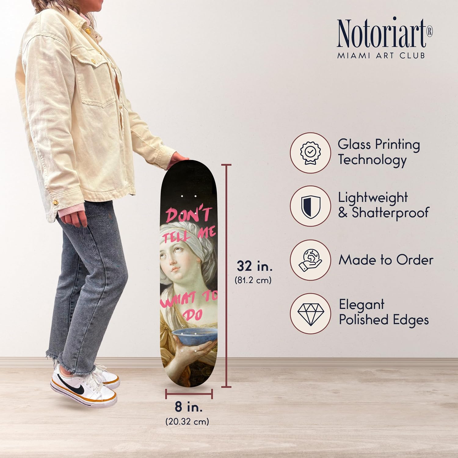 Modern Typography Acrylic Wall Art Die-Cut Easy-to-Hang, 1 Panel 8' x 32', What To Do Skateboard