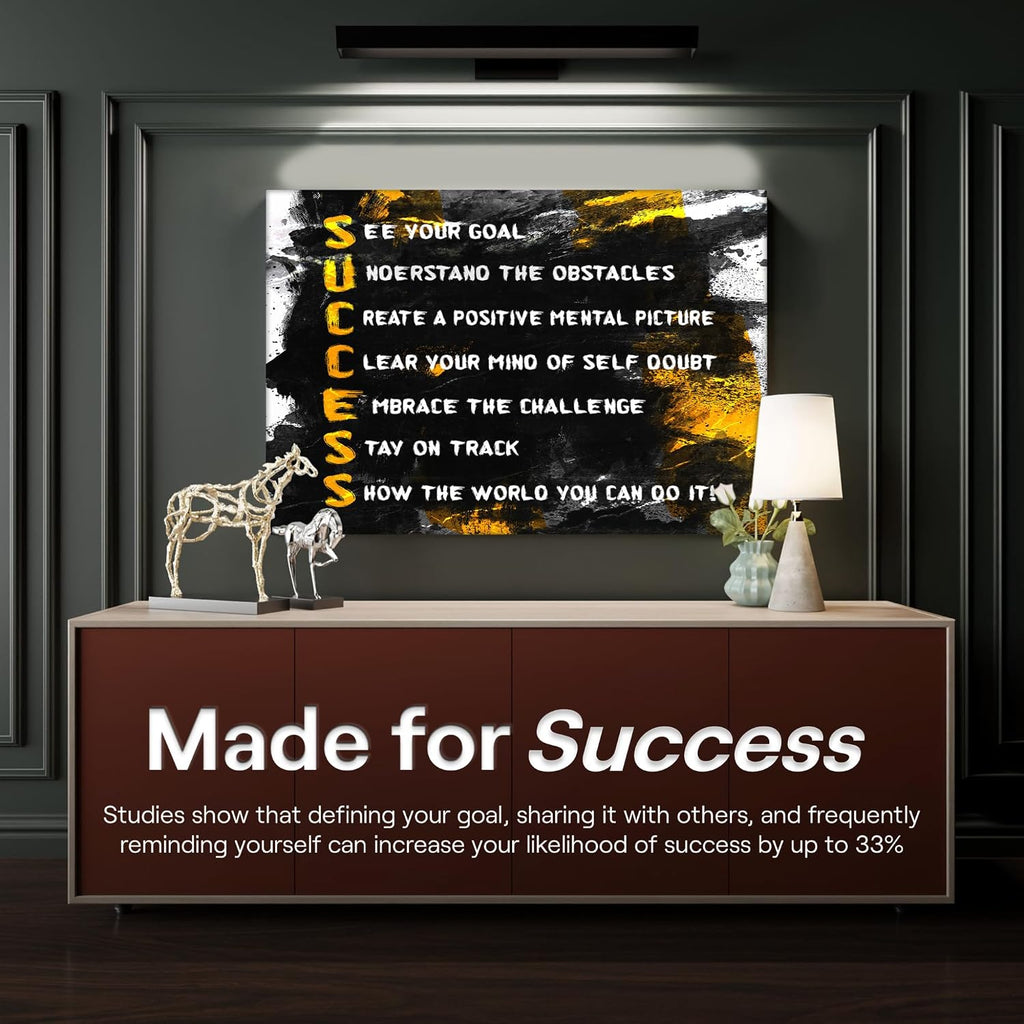 Success Ingredients Wall Art Office Decor Motivational Canvas Print Successful Quote, Inspirational Succeed Sign Goal, Obstacles, Self-Doubt (30' x 40')