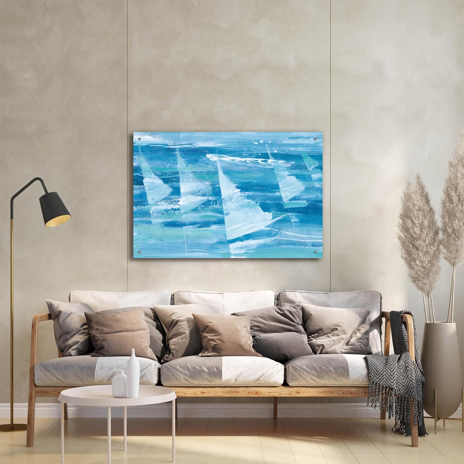 Epic Art 'Summer Sail 3 Blue' by Albena Hristova Acrylic Glass Wall Art, 36' x 24'