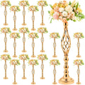 Rtteri 20 Pcs Large Wedding Centerpiece Table Decorations Tall Metal Flower Arrangement Stand Elegant Flower Vase Candle Holder for Wedding Reception Table Party Event Hotel Home Decor (Gold,Large)