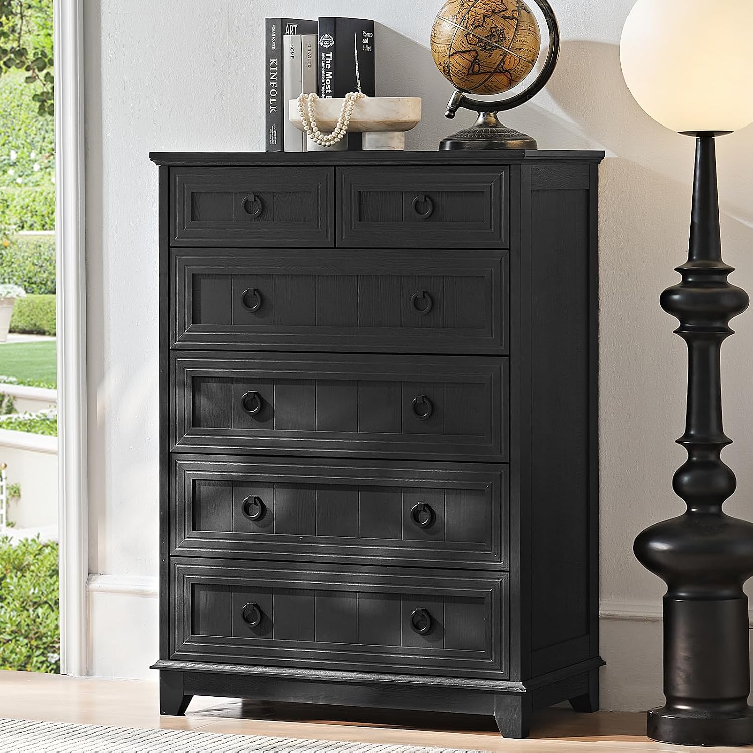 Joaxswe Farmhouse 6 Drawer Dresser for Bedroom Set of 2, 41' Tall Small Dressers & Chest of Drawers, Rustic Wood Dresser with Metal Handle, Storage Organizer Closet for Living Room, Hallway, Entryway