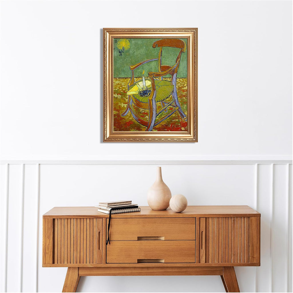 Gauguin's Chair by Vincent Van Gogh Framed Size:30x36 inches,Image Size:24x30 inches,Golden Frame The World Classic Art Reproductions,Wall Art for Home Decor