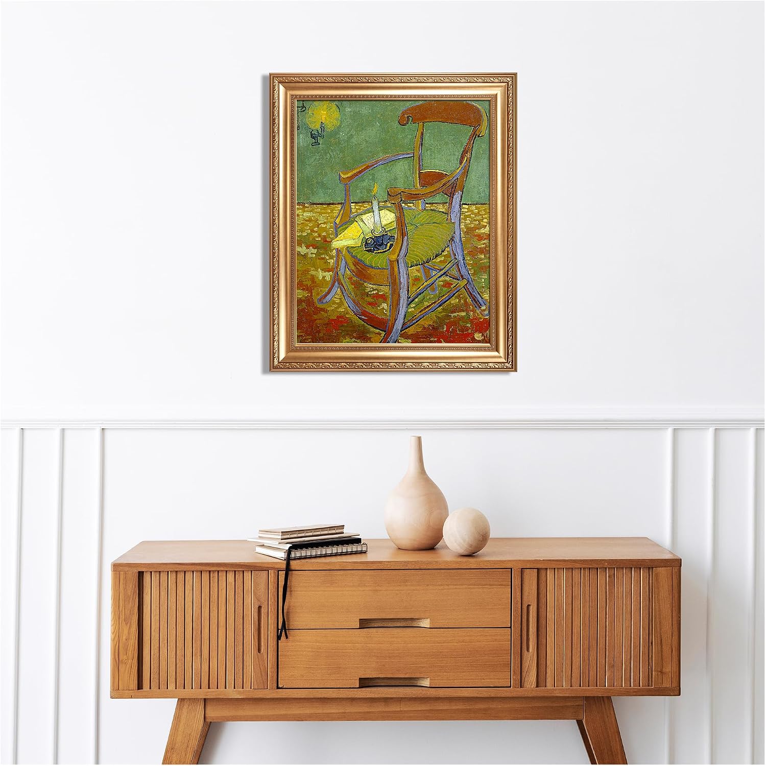 Gauguin's Chair by Vincent Van Gogh Framed Size:30x36 inches,Image Size:24x30 inches,Golden Frame The World Classic Art Reproductions,Wall Art for Home Decor