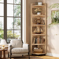 Tribesigns 6 Tiers Corner Shelf, Tall Skinny Corner Bookshelf Bookcase with Hollow Design, Farmhouse Narrow Display Shelf for Living Room, Bedroom, Small Space, Natural