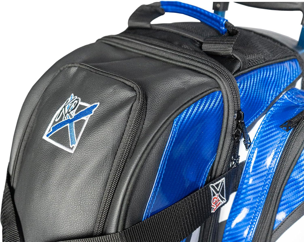 KR Strikeforce Cruiser Lux Double Bowling Ball Roller Bag with Upper Shoe Compartment and Side Accessory Pouch