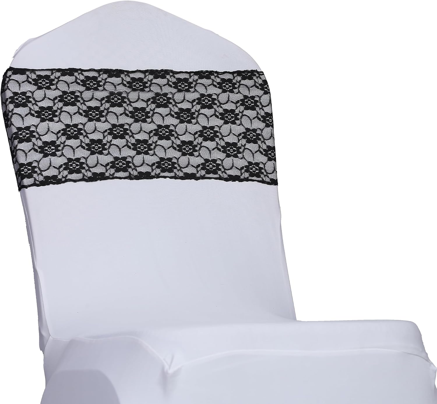 MDS® Pack of 200 Lace Chair Sashes for Weddings, Decorative Floral Lace Chair Bows Bands for Banquet, Reception, Anniversary, Bridal Shower, Birthday, Party, Ceremony & Event Décor - Black