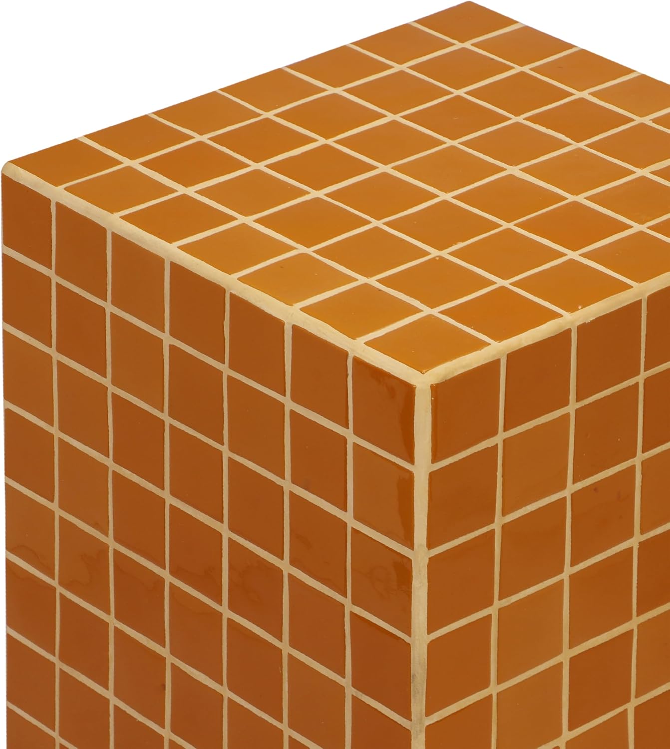 JONATHAN Y END2000C Callista 18' Modern Bohemian Ceramic Tiled Rectangle End Table, Side Table, Accent Table for Living Room, Bedroom, Dark Orange/Light Orange