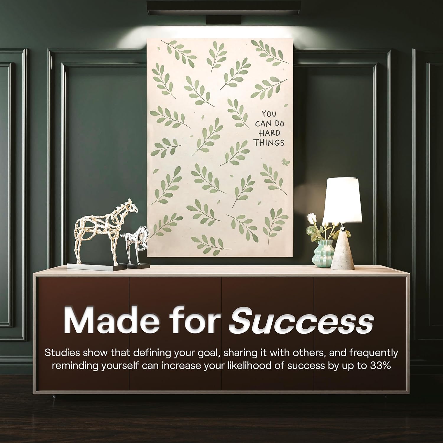 Motivational Wall Decor - Can Do Hard Things - Hanging Art for Office and Bedroom, Inspirational Wall Decor, Mounted Motivating Art Work, Office Pictures Canva, Successs Quotes Poster (36'L x 24'W)
