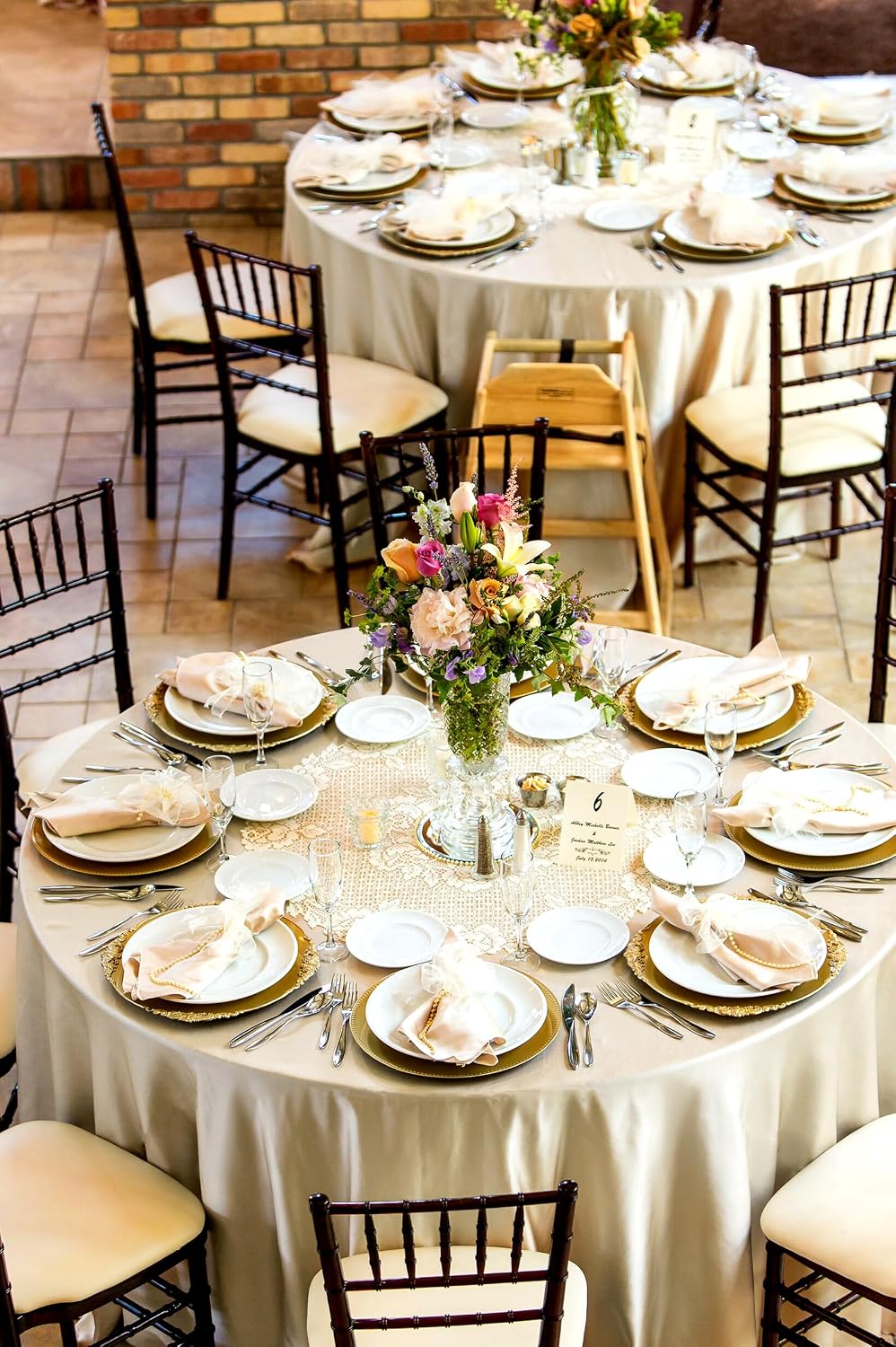 12 Pack 120 Inch Round Tablecloth, Champagne Satin Fabric Table Cloth for Round Table, Wrinkle Resistant Washable Table Cover Bright Silk Table Clothes for Wedding Party Dining Table Banquet