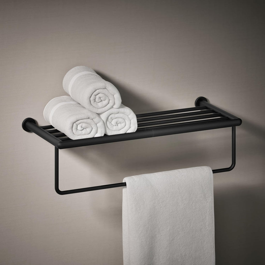 KOHLER Towel Rack by, Bathroom Towel Shelf Hotelier, Kumin Collection, Matte Black, K-24552-BL
