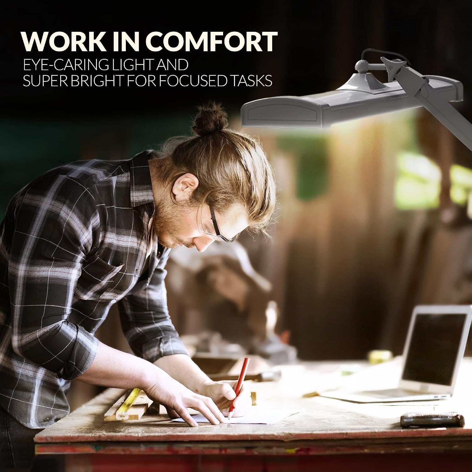 Ultra Bright 4500 Lumens Powerful Professional Eye Care LED Desk Lamp - Brightness Adjustable, Modern Task Light for Home, Beauty, Crafting, Office, Workbench (Daylight, Dimming, White)