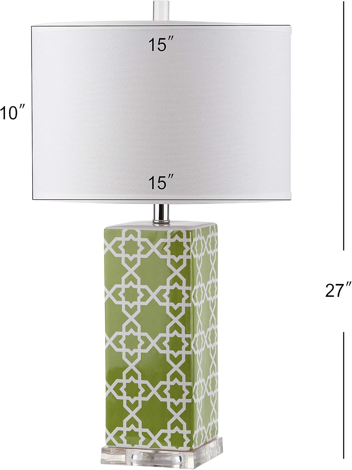 SAFAVIEH Lighting Collection Quatrefoil Modern Contemporary Green 27-inch Bedroom Living Room Home Office Desk Nightstand Table Lamp Set of 2 (LED Bulbs Included)