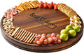 Shanik Acacia Wood Rotating Cheese Board – Round Lazy Susan Charcuterie Platter for Appetizers, Crackers, Meat, and Cheese Serving Tray