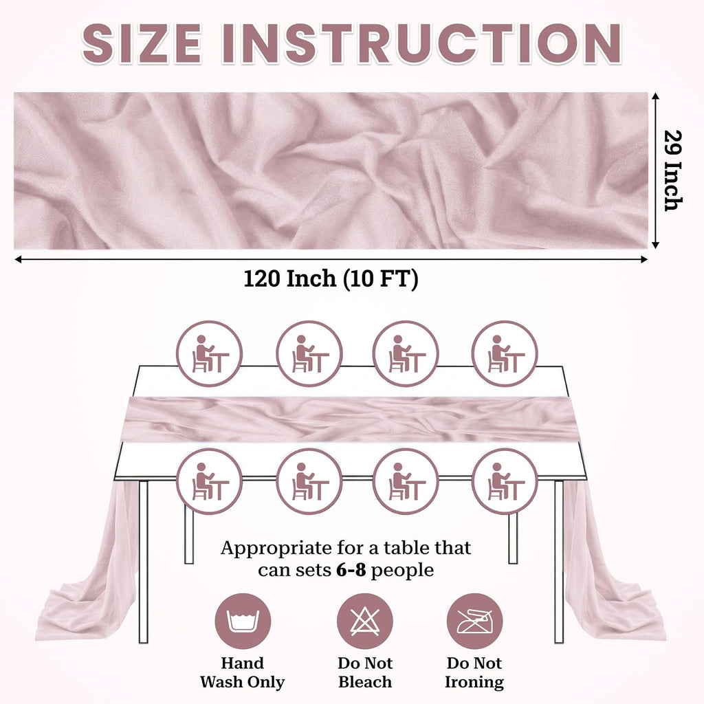 MDS® Pack of 25, 10ft Chiffon Table Runner 29 x 120 Inches, Sheer Wedding Runner Romantic Rustic Table Runner for Wedding Decoration, Birthday Party, Bridal Shower, Party Arch Décor - Blush Pink