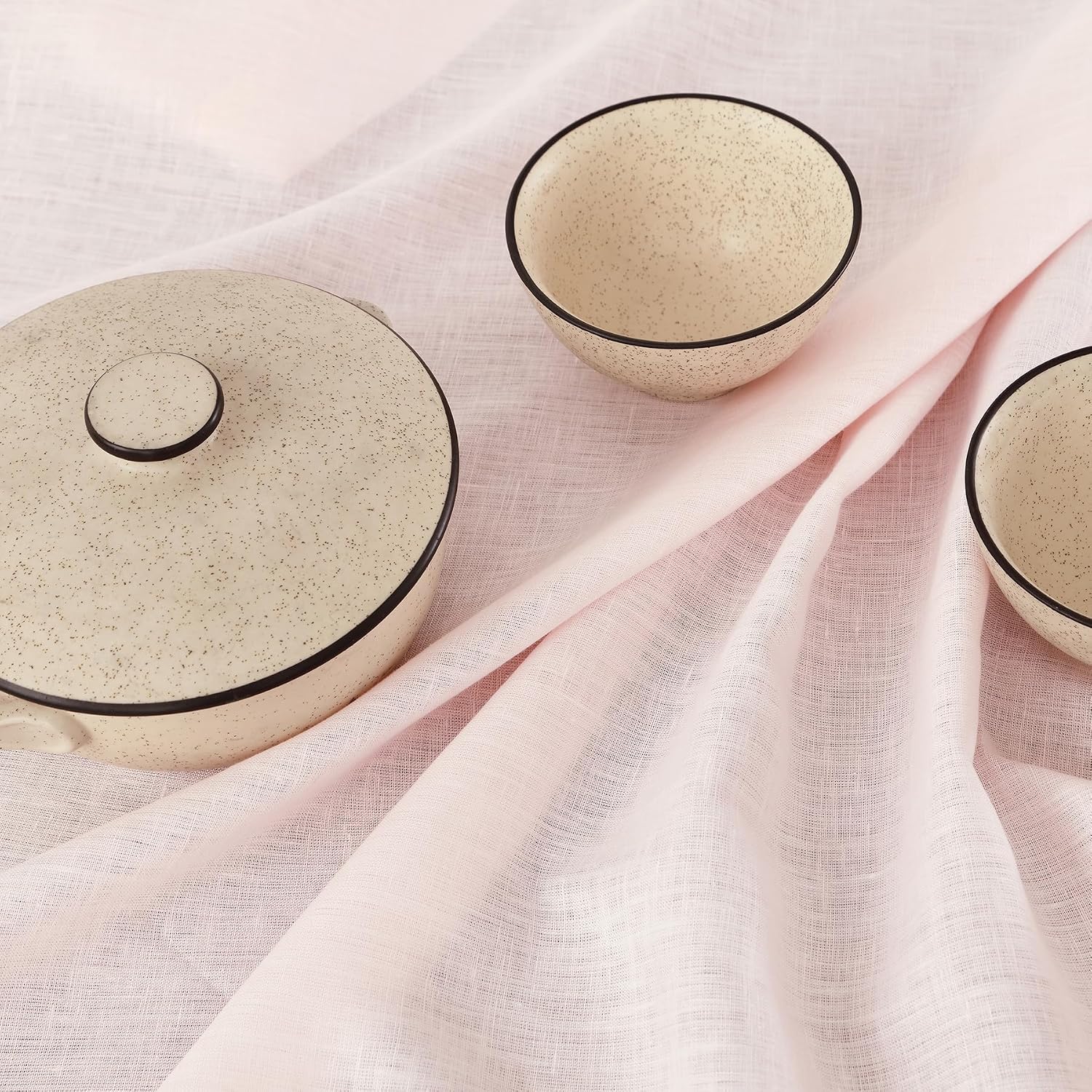 Solino Home Pink Linen Tablecloth 60 x 156 Inch - 100% Pure Linen Hemstitch Table Cloth for Rectangle Tables - Classic Hemstitch, Machine Washable Tablecloth for Summer