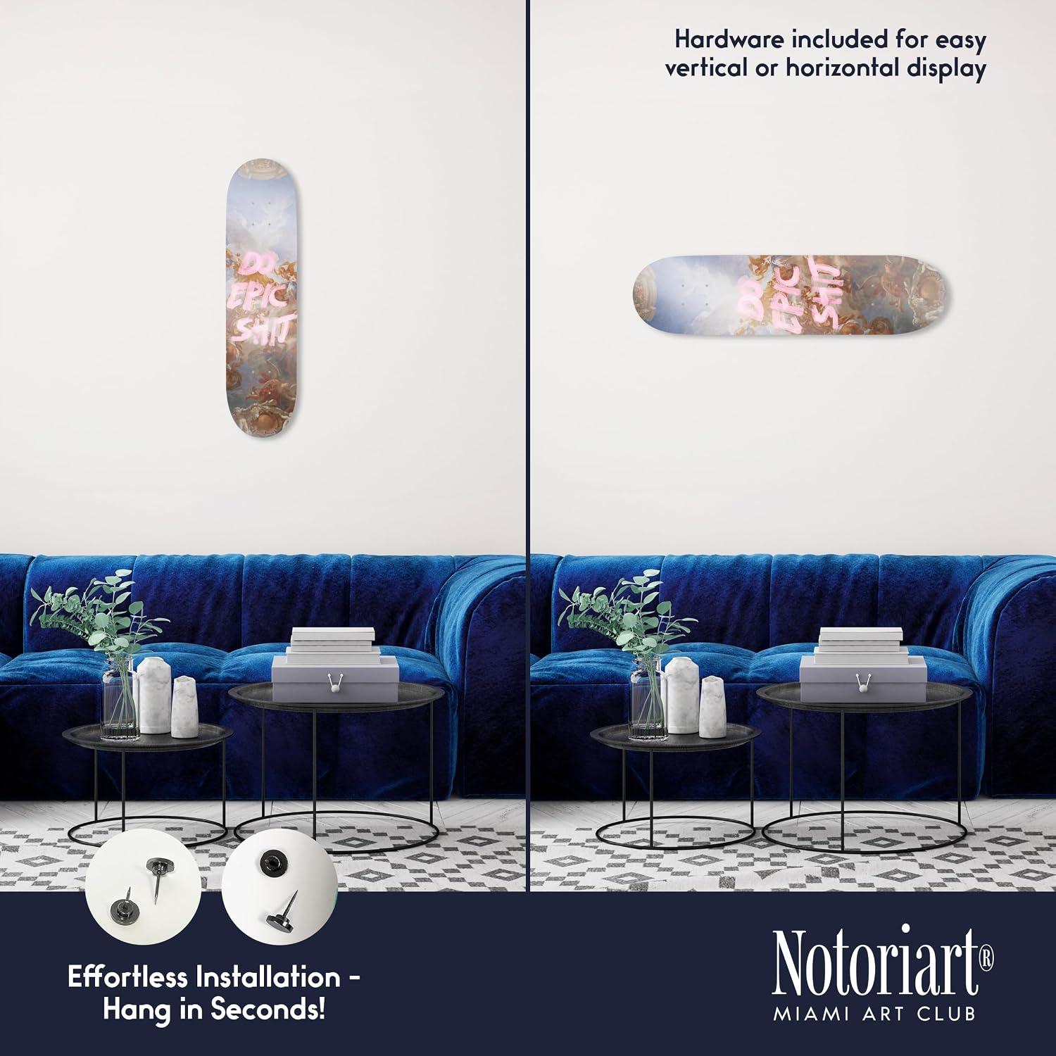 Modern Typography Acrylic Wall Art Die-Cut Easy-to-Hang, 1 Panel 8' x 32', Do Epic Skateboard
