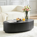 Wooden Oval Coffee Table with Storage Drawer, 47.24' Mid Century Modern Coffee Table, Unique Center Table Accent Sofa Side End Tea Table for Living Room Apartment, Black