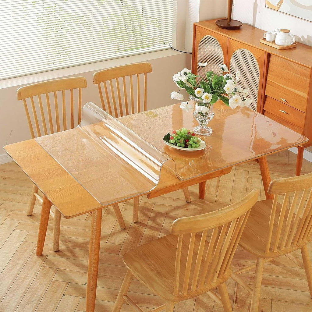 Clear Square Table Cover Protector, 2mm Thick Vinyl 100% Waterproof & Oil Proof Table Clothes, Non-Slip Heat Resistant PVC Transparent Tablecover Protector Mat for Coffee Table Hard Floor(35.4x78.7in/