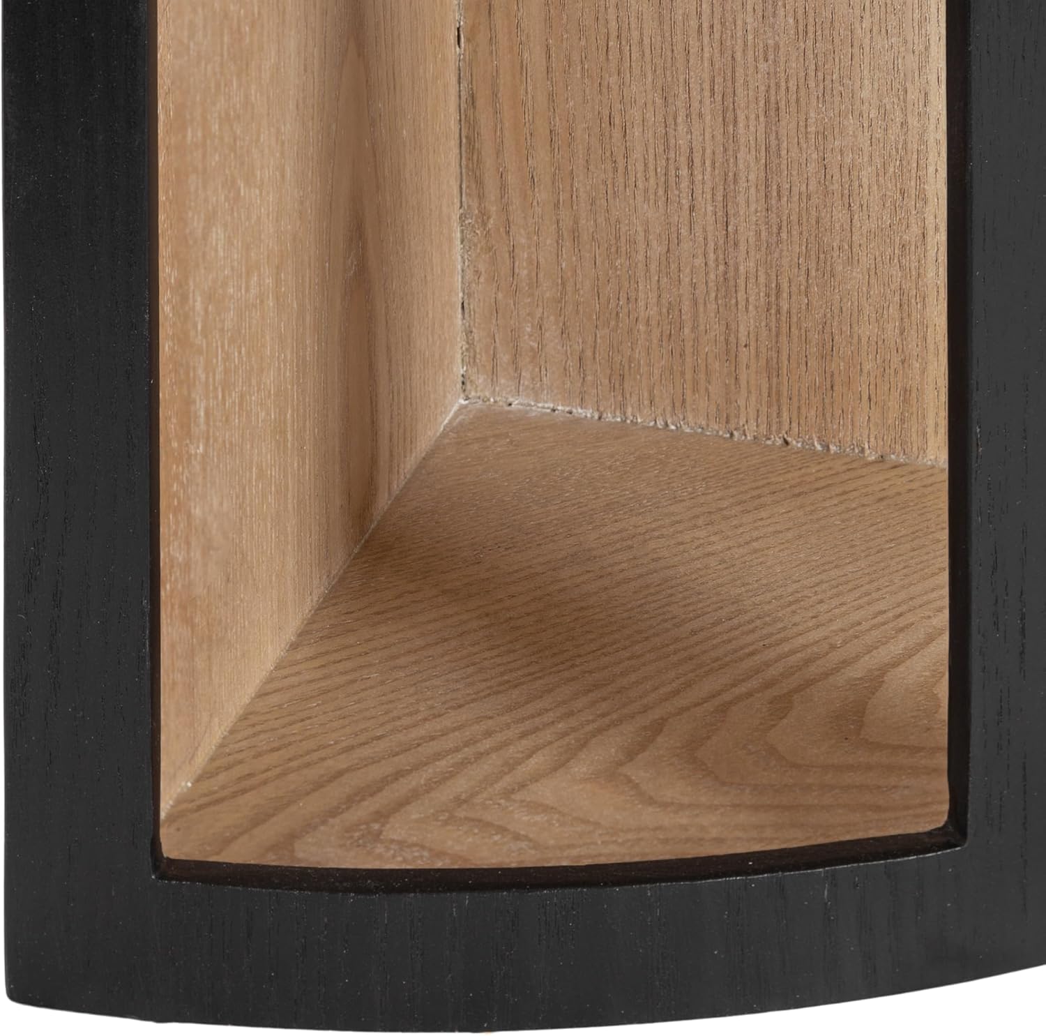Kate and Laurel Elloree Modern Corner Shelf Cabinet for Storage and Display; 16 x 11 x 24; Black and Natural; Transitional Corner Storage for Use as Living Room Shelving or Bedroom Storage Design