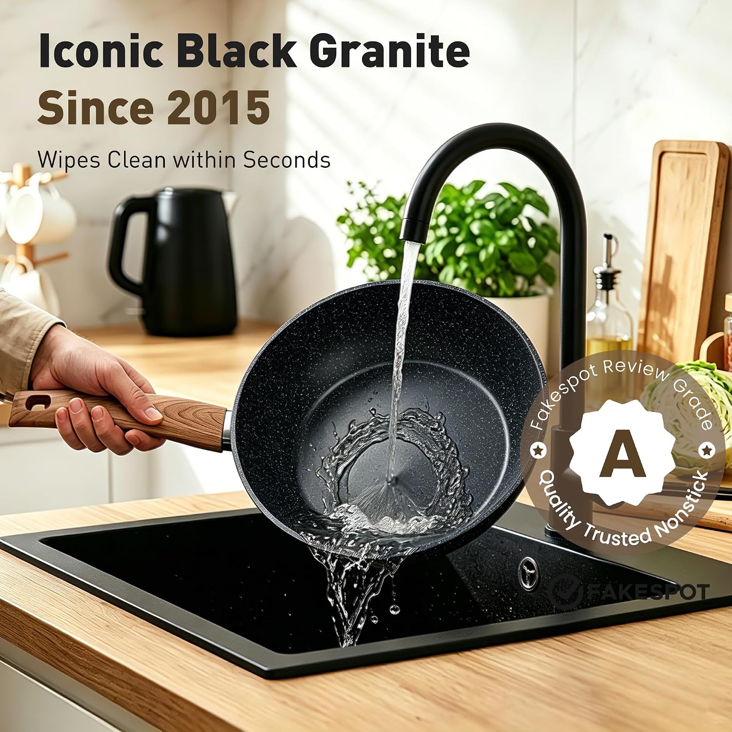 MAISON ARTS 30 Piece Pots and Pans Set Non Stick, Kitchen Cookware & Bakeware Sets with Nonstick Granite Coating, Baking Tray, Frying Pan and Saucepan, Black