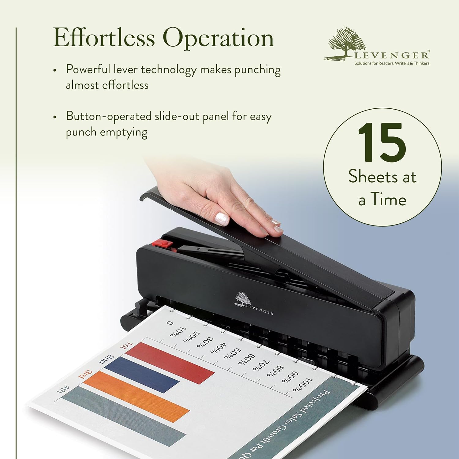Levenger Circa Leverage Discbound Hole Punch, Heavy-Duty Large Paper Puncher for Disc Notebooks, Binders, Journals, Business Home Office Supplies
