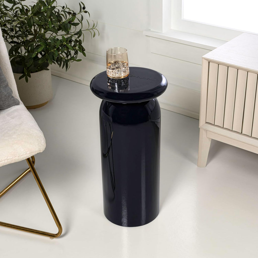 JONATHAN Y END1008D Miles 22.75' Mid-Century Modern Metal Sleek Cylinder Drink Table and Decorative End Table for Living Room, Bedroom, Office, Bathroom, Navy