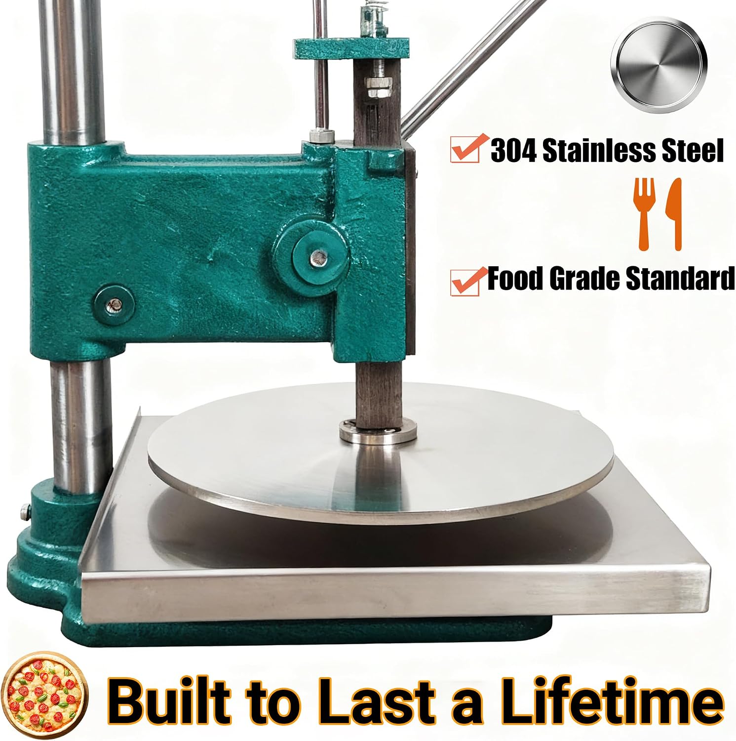 INTBUYING 14inch Manual Pizza Dough Pastry Press Machine Household Pizza Cake Press Machine Dough Press Sheeter Dough Pastry Presser Stainless Steel Pasta Maker Pizza Express Machine