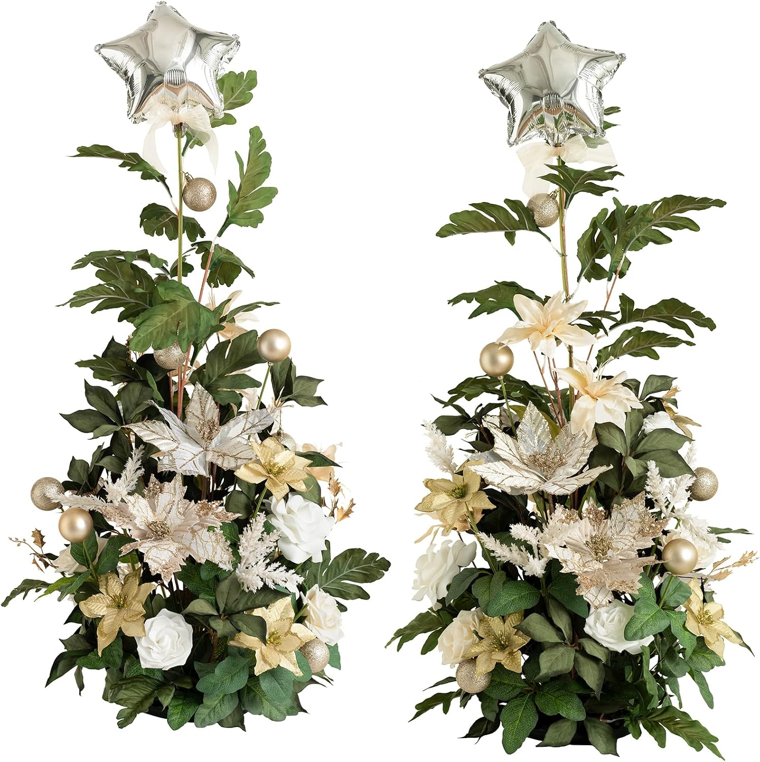Ling's moment 41' Tall Free Standing Artificial Flowers Arrangements 2 pcs Wedding Arch Altar Stage Decorations Champagne Christmas for Ceremony Reception Rose Floral Party Outdoor Centerpieces Decor