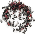 Ling's moment 9FT Eucalyptus & Willow Leaf Garland with White Flower, Handcrafted Wedding Sweetheart Table Centerpieces Head Table Decor Arch Backdrop Decorations for Wedding | Black & Burgundy