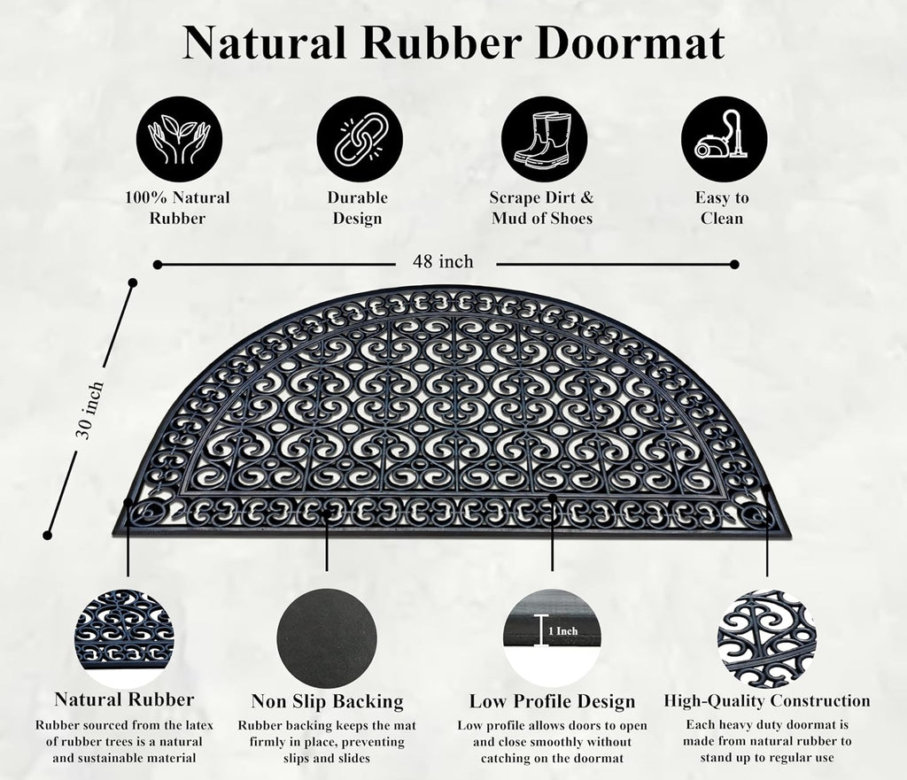 A1 Home Collections 18-LB Heavy Duty Rubber Doormat 30'×48' - Won't Blow Away | Outside Front Door Mat, Mud Dirt Scraper, Non-Slip Drainage Mat for Entryway Patio Garage, All-Weather, 100% Rubber Mats