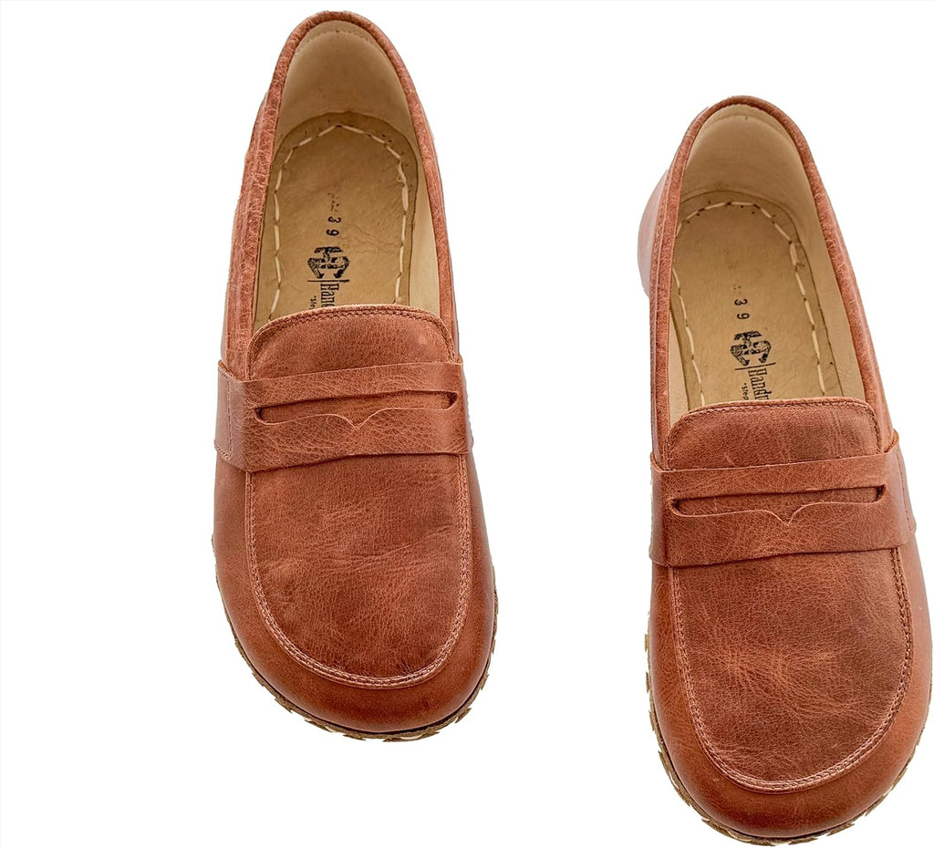 Grounding Shoes For Women, Barefoot Leather Shoes,Earthing With Copper Rivet, Wide Toe Box, Minimalistic Shoes, Gifts For Him | Crazy Brown