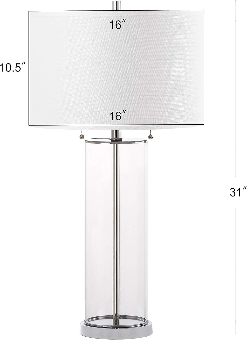 SAFAVIEH Lighting Collection Velma Modern Contemporary Clear Glass Pull Chain 31-inch Bedroom Living Room Home Office Desk Nightstand Table Lamp (LED Bulbs Included)