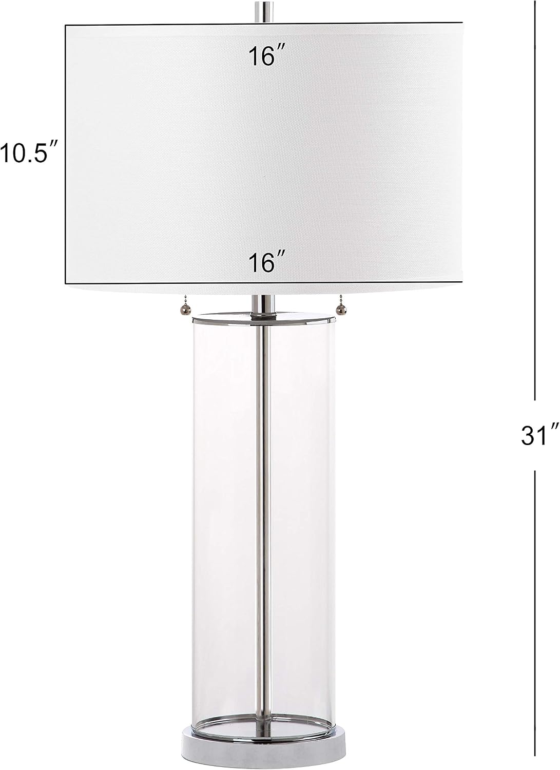 SAFAVIEH Lighting Collection Velma Modern Contemporary Clear Glass Pull Chain 31-inch Bedroom Living Room Home Office Desk Nightstand Table Lamp (LED Bulbs Included)