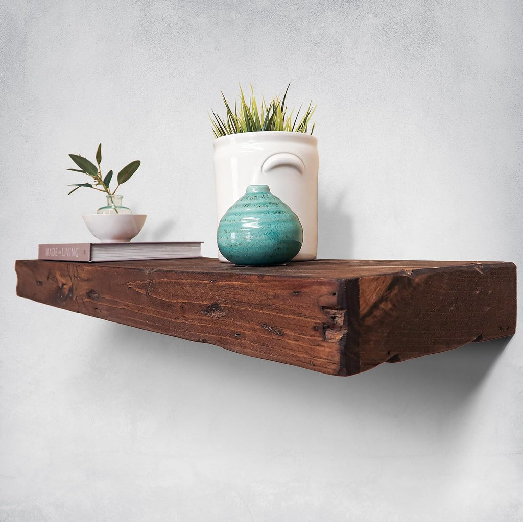 Urbandi Rustic Distressed Floating Shelves, Set of 2, Handmade Out of Pine Wood, 3 Inch Thick, Made in USA (Provincial, 36Lx3Hx8D)