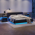 Black Nightstands Set of 2 LED Night Stand Set 2 Modern Bedside Table with 2 Drawers Side Table with LED Lights for Bedroom,Living Room