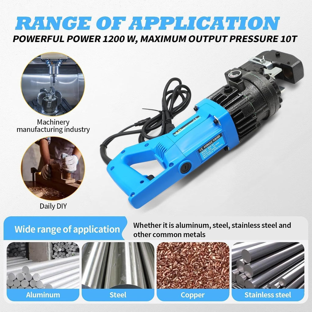 1200 W Electric Hydraulic Hole Punch Hydraulic Hole Punching Tool Metal Punch Compatible with Steel Copper Aluminum Iron Alloy (Base Version)