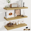 Fun Memories Deep Floating Shelves, 32W x 12D Oak Wall Shelves, 32 Long Rustic Wood Wide Storage Shelves for Bedroom, Kitchen, Farmhouse, Laundry Room, Bedroom, Kitchen, Home Office- Set of 3