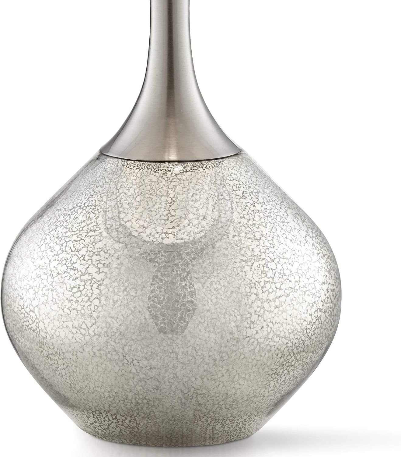 Possini Euro Design Swift Mid Century Modern Table Lamps 30.5' Tall Set of 2 Mercury Glass Chrome Double Sheer Drum Shade Decor Living Room Bedroom House Bedside Nightstand Home Office Entryway