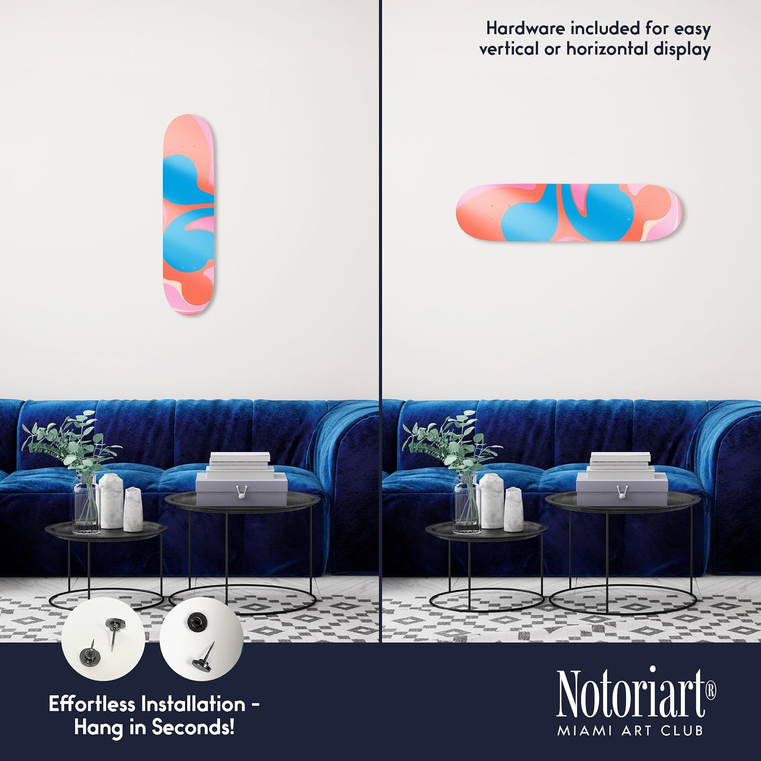Trendy Pop Acrylic Wall Art Die-Cut Easy-to-Hang, 1 Panel 8' x 32', Flowing Air Skateboard I